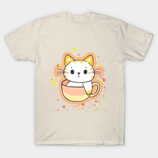 Adorable cat sitting in a coffee cup T-Shirt